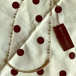 REBECCA MINKOFF  RHODIUM w/ PAVE STONE NECKLACE